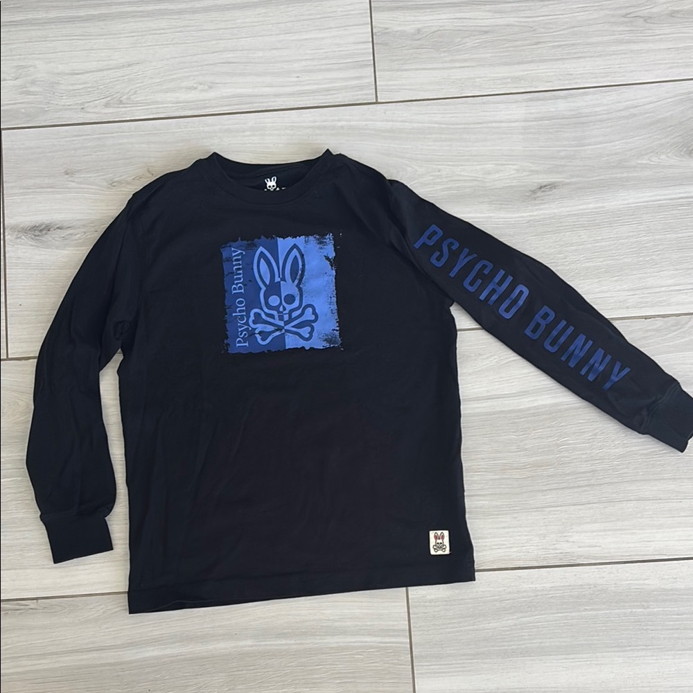 Boys Psycho Bunny Black Long Sleeve Tee with Graphic Design